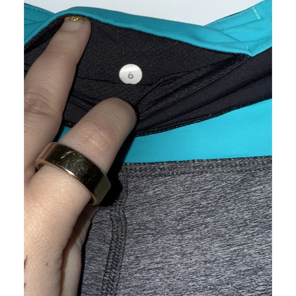 Lululemon Inspire Tight II Leggings Heather Gray Black Blue Mesh Pants Size 6 - Picture 4 of 4